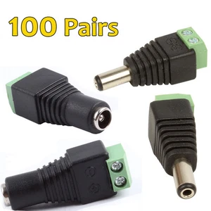 100 pares (200 piezas) conector adaptador de enchufe de alimentación de CC macho y hembra para CCTV - Imagen 1 de 1