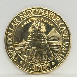 Aladdin Casino, Las Vegas, $2 Redeemable Token, World's 7 Wonders~Sphinx/Pyramid - Picture 1 of 2