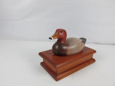 Vintage Hand Carved Wood Duck Decoy Cigar Ammo Trinket Box Rick Lutz Sylmar CA  - Image 1 of 4