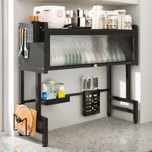 Kitchen Storage Cabinet 3-Tier Over The Sink Dish Drying Rack (Black 85cm) - Picture 1 of 10