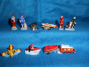 FRENCH FIREFIGHTING Set of 10 Porcelain FEVES Figures FIREFIGHTERS Fire Fighters