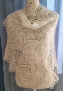 Dreieckstuch, Schultertuch, Überschlagtuch, Schal, Stola HANDARBEIT, Mohair NEU - Bild 1 von 11