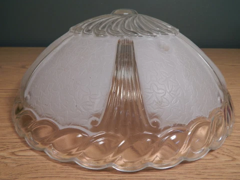 ANTIQUE CLEAR AND FROSTED ART DECO 3 HOLE CEILING FIXTURE SHADE Cover