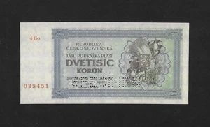 UNC specimen 2000 korun 1945 CZECHOSLOVAKIA - Picture 1 of 10