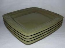 4 Longaberger Pottery Woven Traditions Sage Soft Square Dinner Plates 11 inches