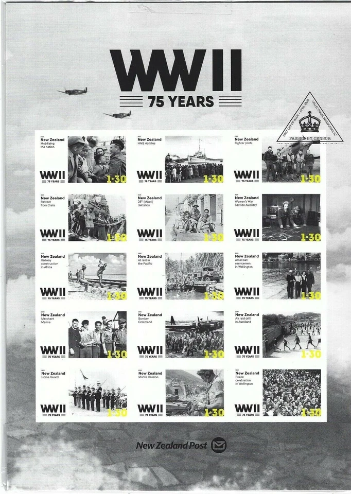 New Zealand - 2020 WWII 75 Years - IMPERF Sheetlet of 15 UNH CTO - Image 1 of 1