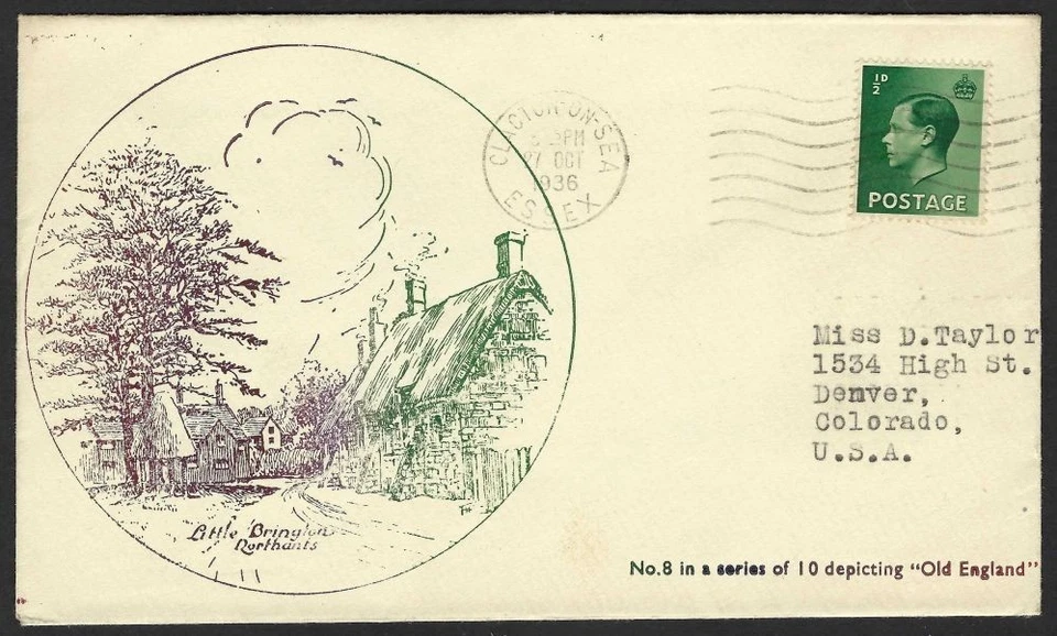 KEVIII sg457 on 1936 sponsored illustrated cover - Little Brington - Изображение 1 из 1