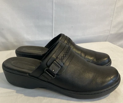 Clarks Collection Delana Amber Mules Womens Size 10 W Clogs Black Buckle Accent - Image 1 of 4