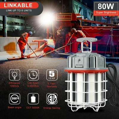 Luz de trabalho LED temporária High Bay 80W LED luz de trabalho plug-in temporária vinculável - Imagem 1 de 4