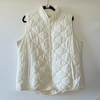 Chaleco acolchado de plumón de ganso blanco con cremallera completa Y2K Coldwater Creek para mujer talla grande 1X Foto 1 de 4