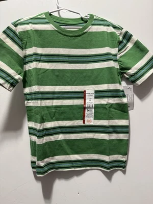 Wonder Nation T-Shirt Boy's Sz M (8) Green Striped Short Sleeve Crew Neck NWT - Image 1 of 4