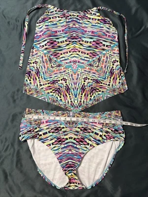 Kenneth Cole Reaction 2 Piezas Tankini Natación Bikini Traje de Baño Conjunto Talla XL Colorido Foto 1 de 4