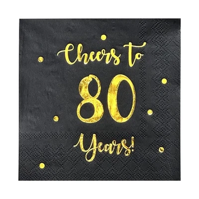 Коктейльные салфетки Cheers to 80 Years | Украшения для мужчин на день рождения Happy 80th... - Изображение 1 из 4