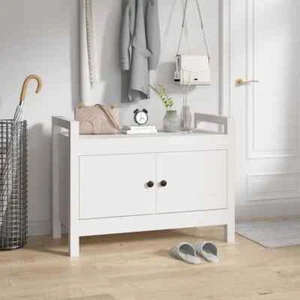 vidaXL Hall Bench White 80x40x60 cm Solid Wood Pine UK - Picture 1 of 11
