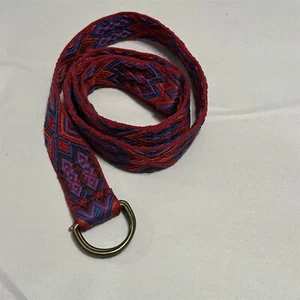 Vintage Webgürtel bunt rot lila blau 1 1/4" breit - Bild 1 von 6