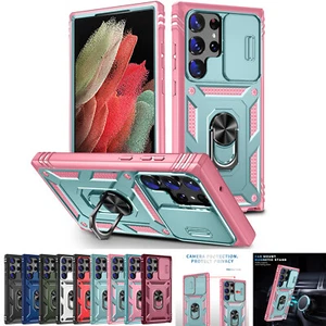 For Samsung S25 Ultra S24 FE S23 S22 Shockproof Stand Case Slide Camera Cover - Picture 1 of 98