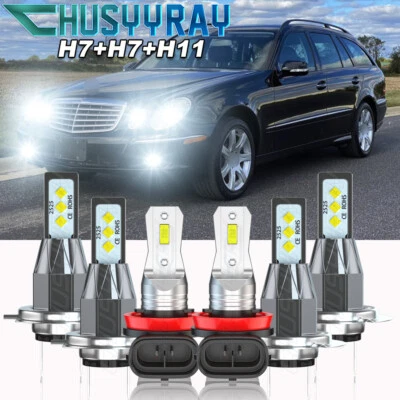 Juego de faros LED + faros antiniebla Fit Mercedes-Benz E350 E320 E550 -6x 6000K Foto 1 de 4