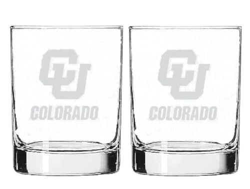 RFSJ Colorado Buffaloes Etched Satin Frost Logo Wine or Beverage Glass Set of 2 - Image 1 of 1