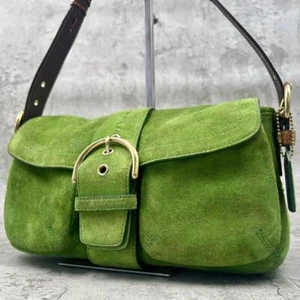 COACH Vintage soho Shoulder bag Green 3659 buckle suede leather Women - Picture 1 of 14