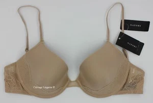 Reggiseno Natori 731085 "Disclosure" convertibile in pizzo imbottito contorno a tuffo nuovo con etichette, beige - Foto 1 di 8