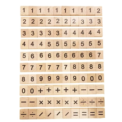 100x Wooden Scrabble Tiles Individual Letters Craft Symbols Numbers Game Wood - Image 1 of 4