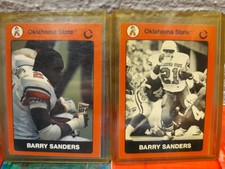 BARRY SANDERS OKLAHOMA STATE COWBOYS 1991 COLLEGIATE COLLECTION 2 CARD LOT HOT!!