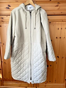 bonprix Gr. 56 Mantel Beige Kapuze Reißverschluss wattiert Polyester Elasthan - Bild 1 von 5