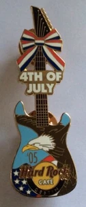 Hard Rock Cafe Destin Florida 2005 JULY 4th Guitar American Bald Eagle Lapel Pin - Picture 1 of 3
