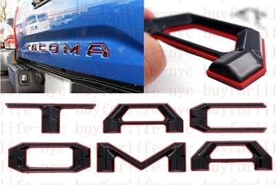 Letras de inserción de puerta trasera para Toyota Tacoma 2016-2021 insignia emblema elevado en 3D Foto 1 de 4