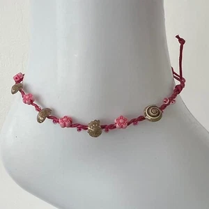 Pink Anklet Ankle Bracelet Foot Chain Womens Girls Ladies Shell Beaded Jewellery - Picture 1 of 8