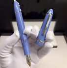 Luxury Resin 146 Series Glacier Blue-Silver Clip Medium nib Fountain Pen No Box