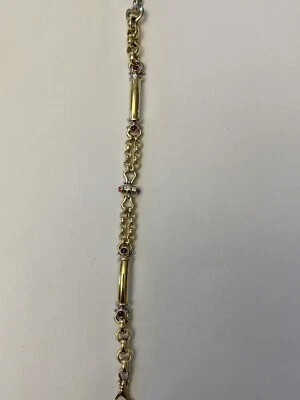 Vintage 14k Multy Color Gold Ruby Bracelet Made In Italy - Image 1 of 4