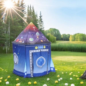 Large Kids Boys Rocket Space Ship Tent Pop Up Indoor Outdoor Playhouse Portable - Picture 1 of 13