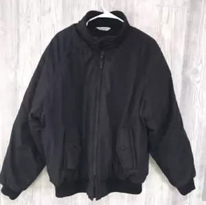 Men’s Haggar Jacket Outdoor Coat Black Large Zipper Button Elastic Waist - Picture 1 of 9