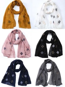 Diamond Shape Print Scarf Fashion Ladies Light Wight Shawl Wrap Pashmina - Picture 1 of 6