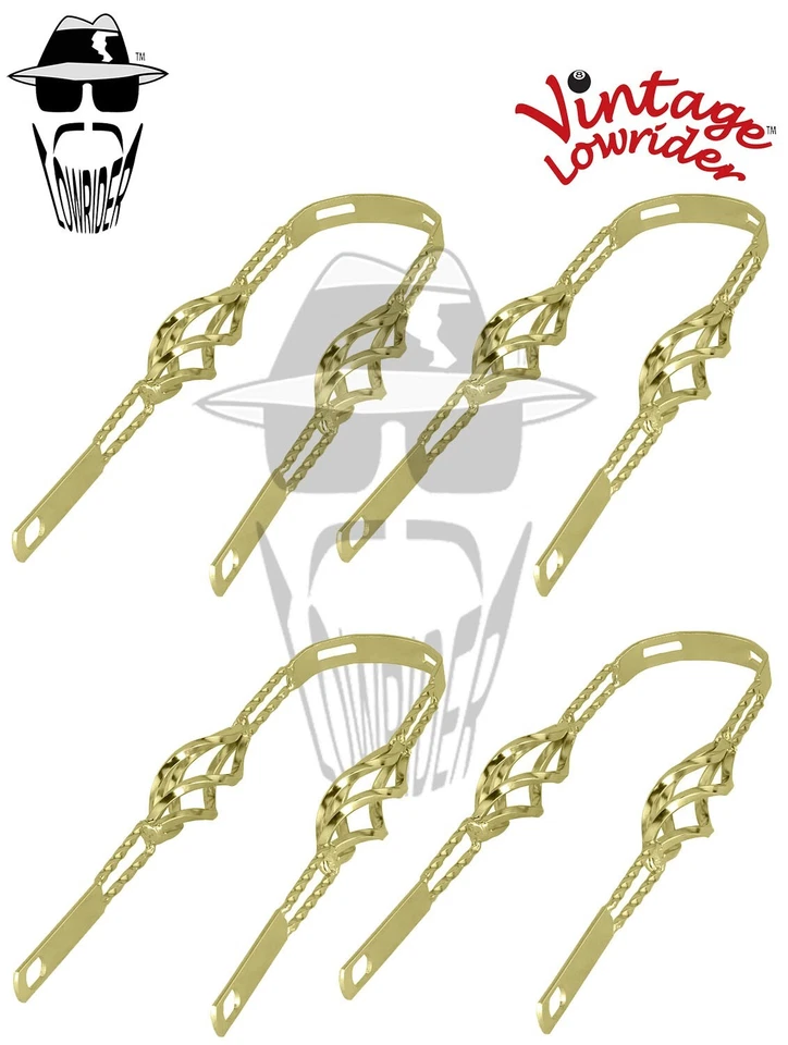 4 Vintage Lowrider 16" Double Square TWISTED CAGE Fender Brace Gold Bicycle. - Image 1 of 1