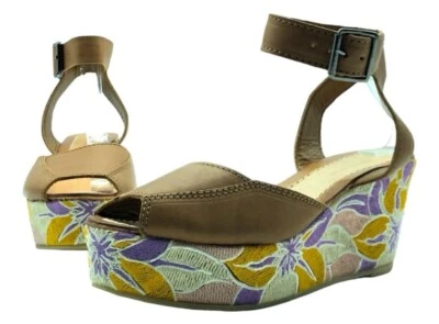 Antiguo Batik Delphi Cuñas Talla 38 Talla 8 Amarillo NUEVO en Bolsa para el Polvo Johnny Was~ $285 Nuevo Foto 1 de 4