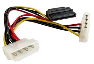 Molex to SATA/Molex Power Y Splitter Cable Kabel Stromkabel angled rechtwinklig - Picture 1 of 1