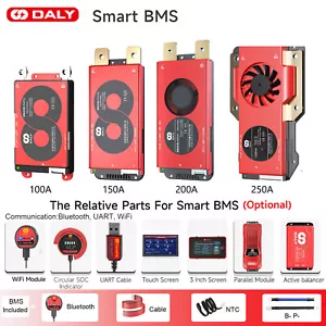 Daly BMS 4S 12V/8S 24V/16S 48V 100A-250A LiFePo4 BMS w/Balance +Bluetooth Module - Picture 1 of 44