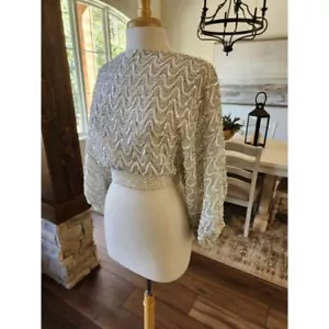 Vintage VTG Sheer Sequins Dolman Sleeve Disco Sparkly Bling Top Designer - Picture 1 of 10