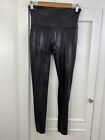 Spanx Woman's Faux Leather Leggings Black Size Large Smoothing Shaping