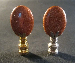 Stone Lamp Finial-GOLDSTONE Lamp Finial W/Brass or Nickel Base (1-PC.) - Picture 1 of 16