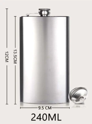 Frasco de cadera de acero inoxidable contenedor de metal con embudo 240 ml Foto 1 de 4