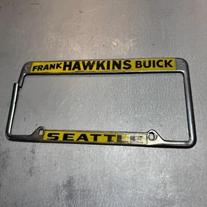 1970's Washington Frank Hawkins Buick Seattle License Plate Frame BROKEN - Picture 1 of 6