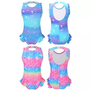 Kids Girls Jumpsuit Cosplay Swimsuit Summer Rompers Pool Leotard Gymnastics - Picture 1 of 23