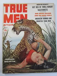True Men Stories Magazine Aug. 1958 VG Vicious Claws Ripper Her Flesh Cover! - Picture 1 of 7
