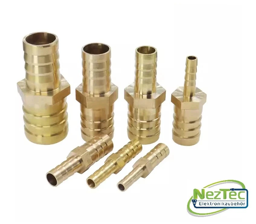 3 Stück 8mm Edelstahl-Schlauchverschraubungen Gerade, Mit 6 Schellen – Für Luft, Wasser & Kraftstoff