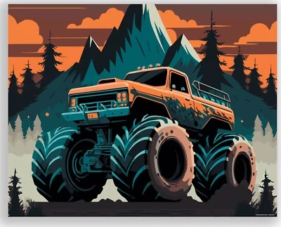 Monster Truck Poster Print Gift Boys Room Kids Grave Digger Big 11x14 Wall Decor - Image 1 of 4