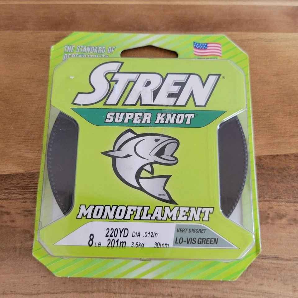 Stren Super Knot 单丝钓鱼线 8 磅 220 码 Low Vis 绿色 美国  — 第 1/4 张图片