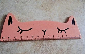 WOOD CAT 6 INCH RULER MEASUREMENT BENEFITS FERAL CATS KITTENS RESCUE NON-PROFIT - Picture 1 of 5